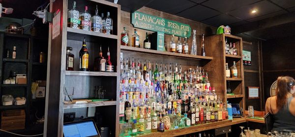 Bar shelves at Flanagan's