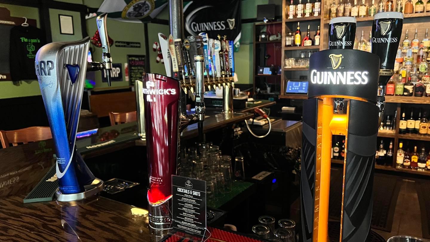 Guinness tap and full bar at Flanagan's